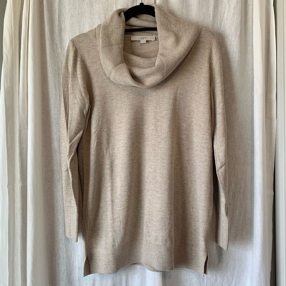 Loft Beige cowl neck tunic sweater - Picture 2 of 4